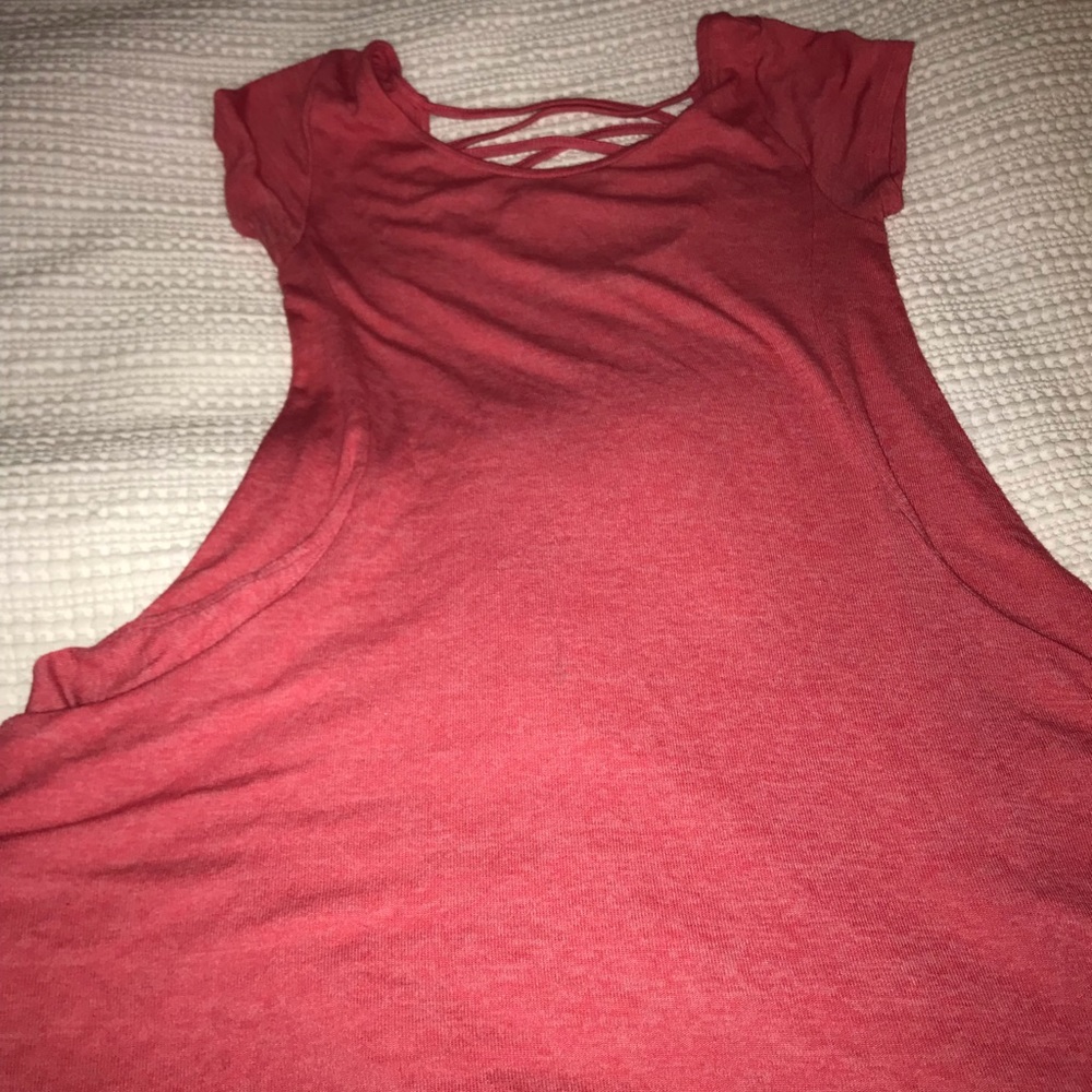 Heather coral tunic with pockets.